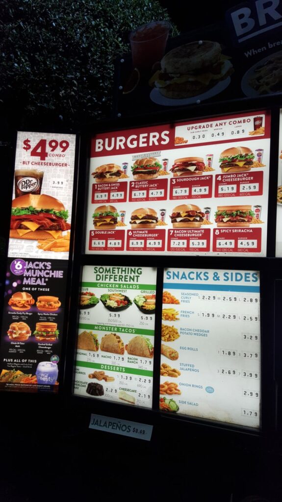 Jack in the Box Menu 1